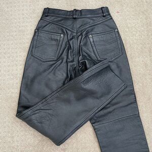 Vintage Wilsons Leather Pants Men 28 (Meas. 26x30) Black Lined Straight Leg Bike